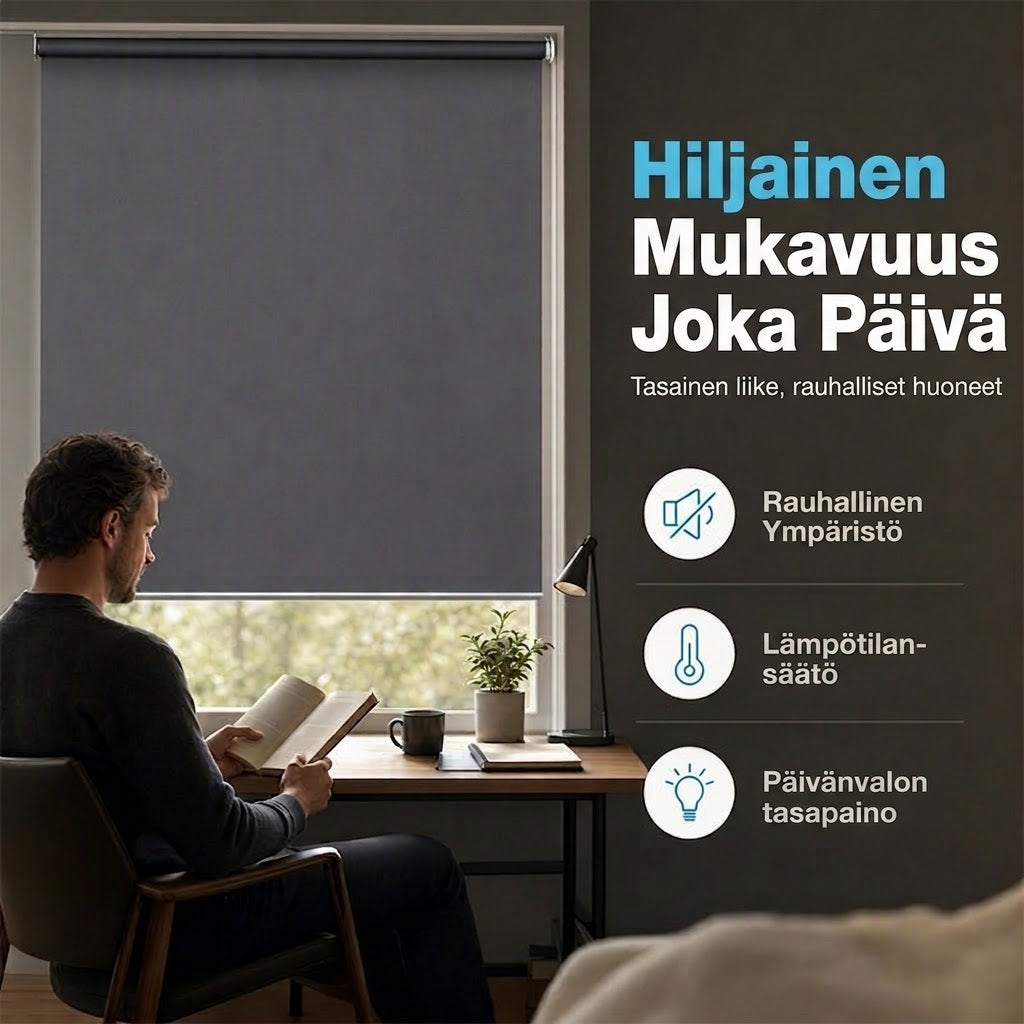 đȘ Moottoroitu pimennysrullaverho kaukosÀÀtimellĂ€ â PVC â Leveys 47â240 cm â Johdollinen tai akkukĂ€yttöinen moottori â Makuuhuoneeseen, toimistoon ja parvekkeelle đ