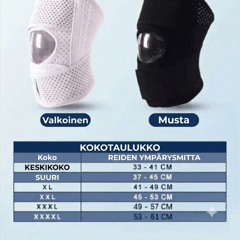 Hengittävä polvituki kierukkavammoille