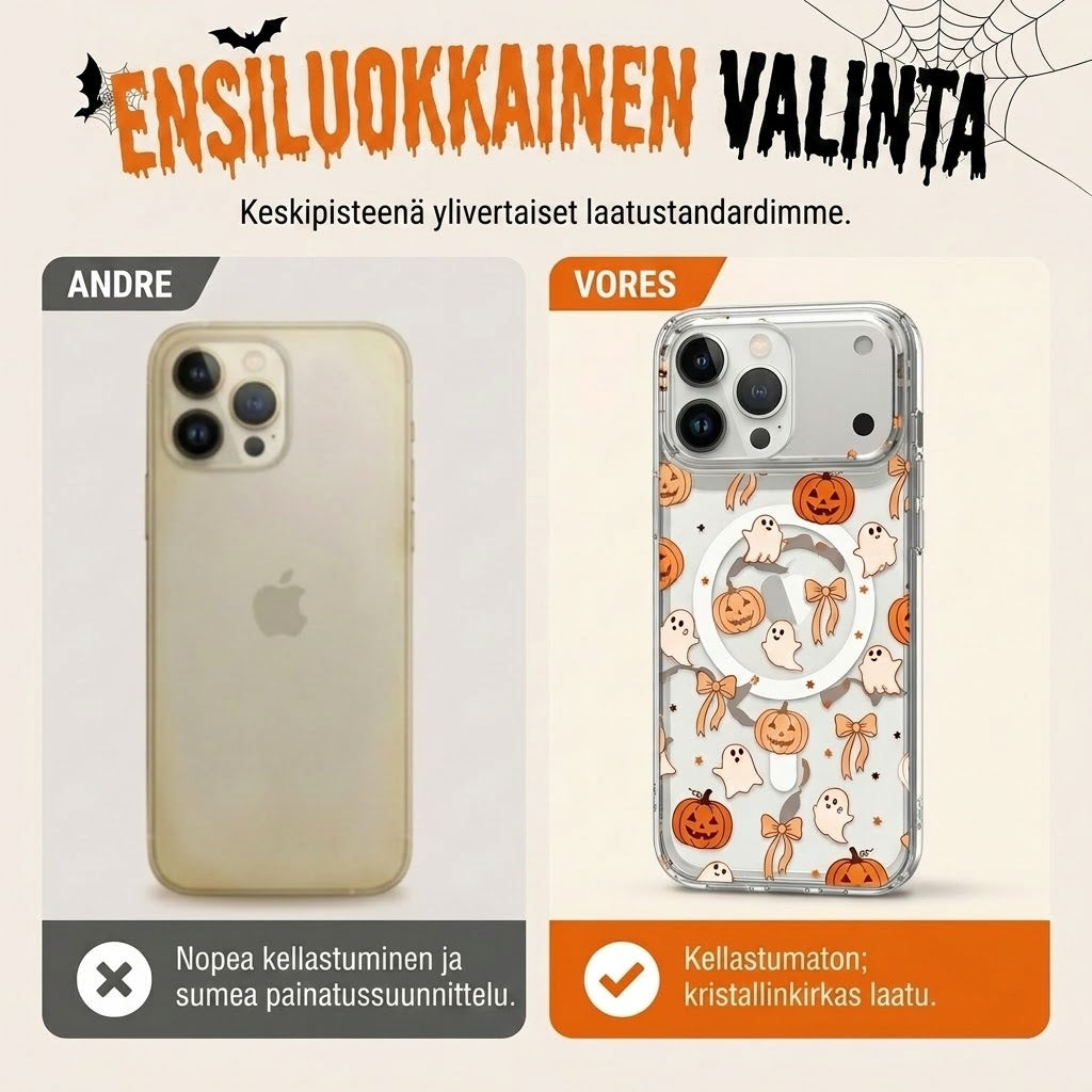 Söpö läpinäkyvä Halloween-puhelinkuori