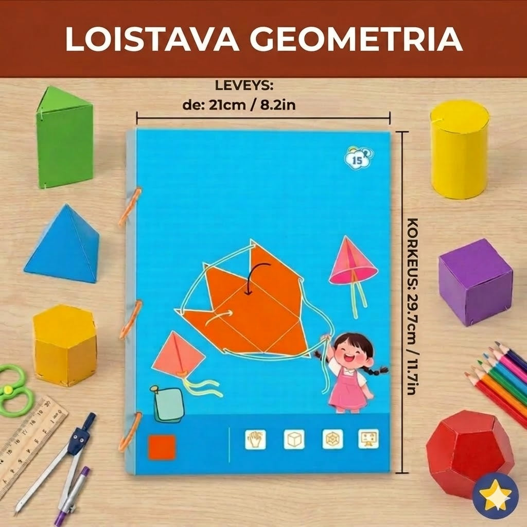 3D-kirja avaruusgeometriasta lapsille