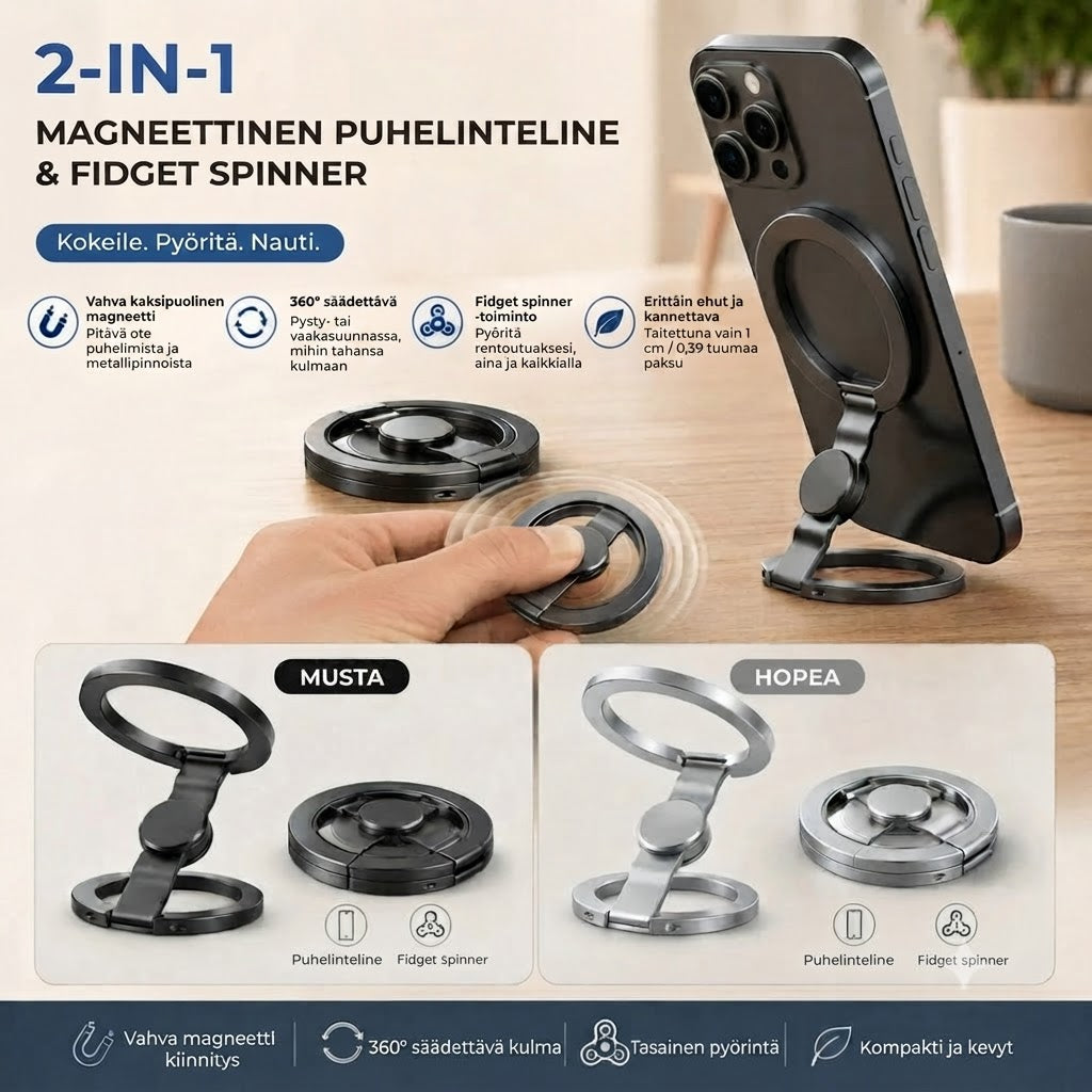 Magneettinen puhelinteline ja fidget spinner