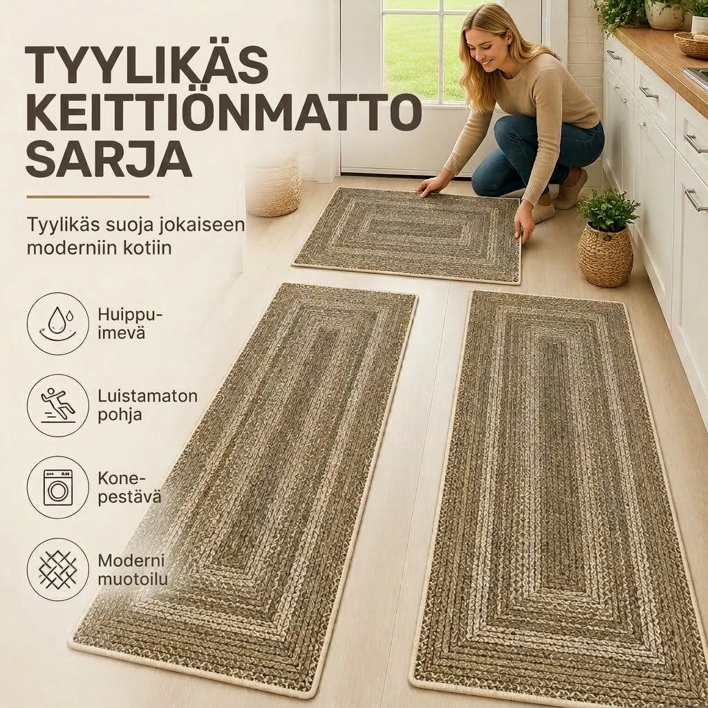 Elegantti kudottu käytävämatto