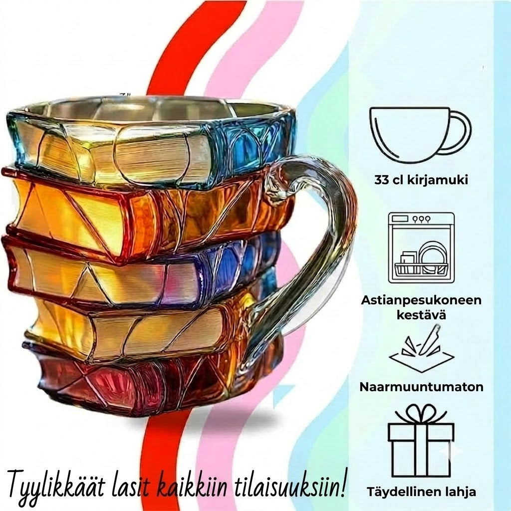 Käsintehty ja käsinmaalattu kirjamuki
