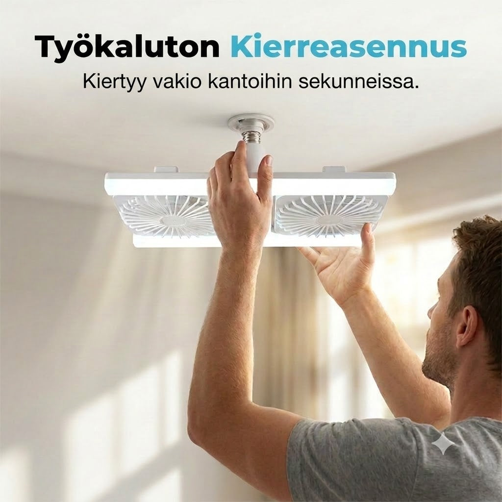Kaksipäinen kattotuuletin LED-valolla – moderni muotoilu kaukosäätimellä olohuoneeseen ja makuuhuoneeseen