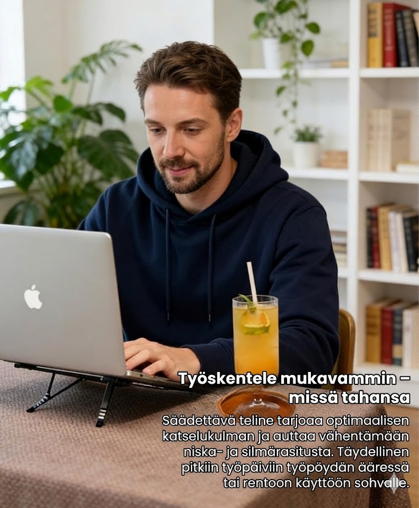 Kokoontaitettava magneettinen 3-in-1-teline elektroniikalle
