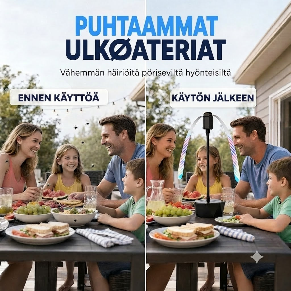 Ladattava USB Kärpäkseenkarkotin-Tuuletin – Sisäänvedettävä / Kokoontaitettava Hyönteiskarkotin Ulkokäyttöön