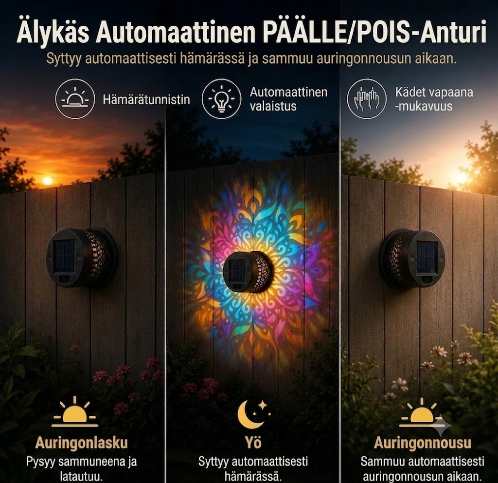 ProjectAura™ | Aurinkokäyttöinen Mandala-projektioseinävalaisin
