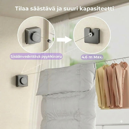Tilaasäästävä pyykkinaru