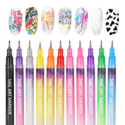 Nail Art Marker™ | Koristelukynä ohuille & paksuille viivoille | Tarkkoihin yksityiskohtiin ja täyteläisiin väripintoihin