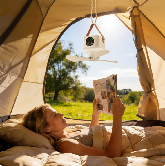 CAMPBREEZE | Ladattava lamppu tuulettimella