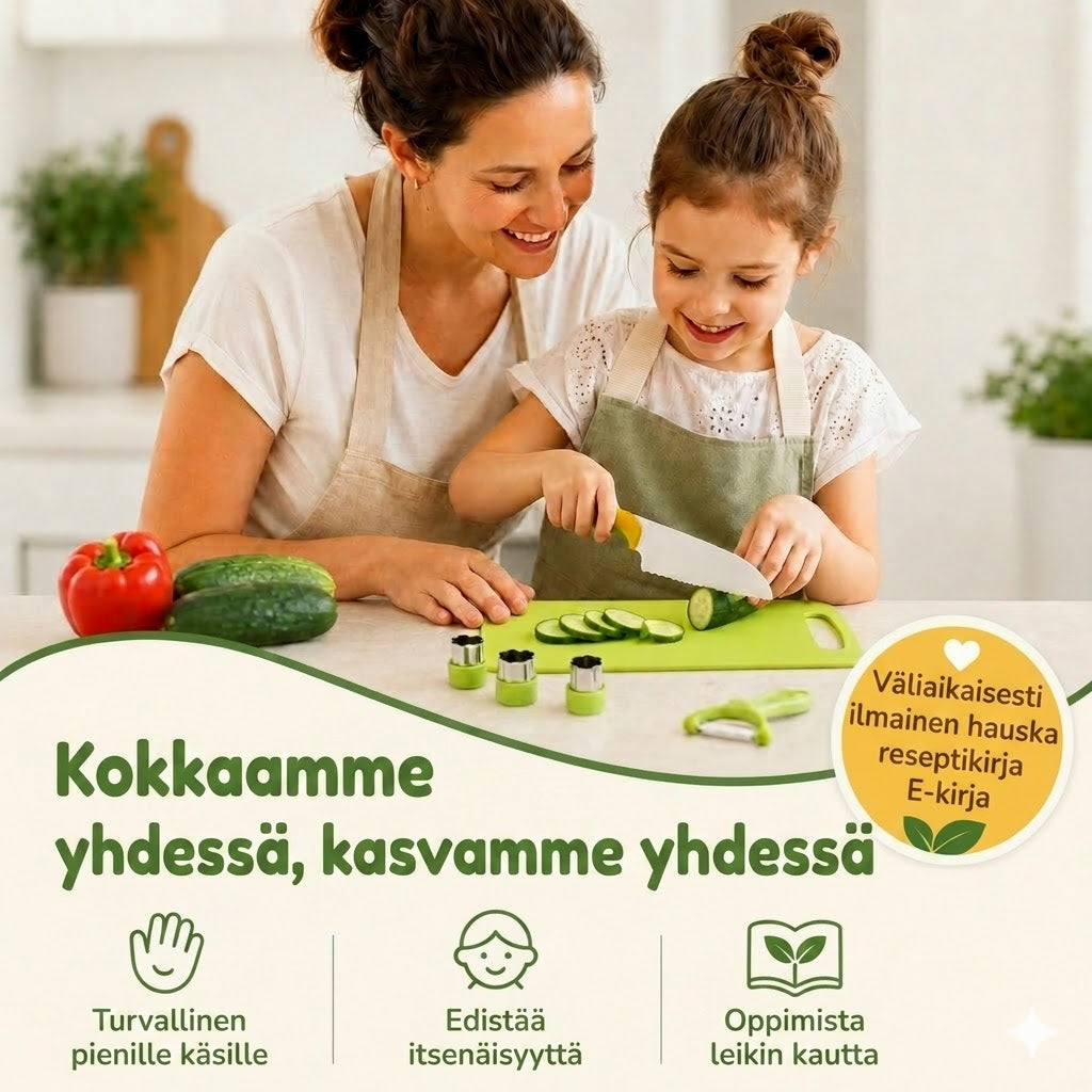 JuniorMaster™ Lasten keittiösetti – Turvallista leikkaamista & Opi kokkaamaan