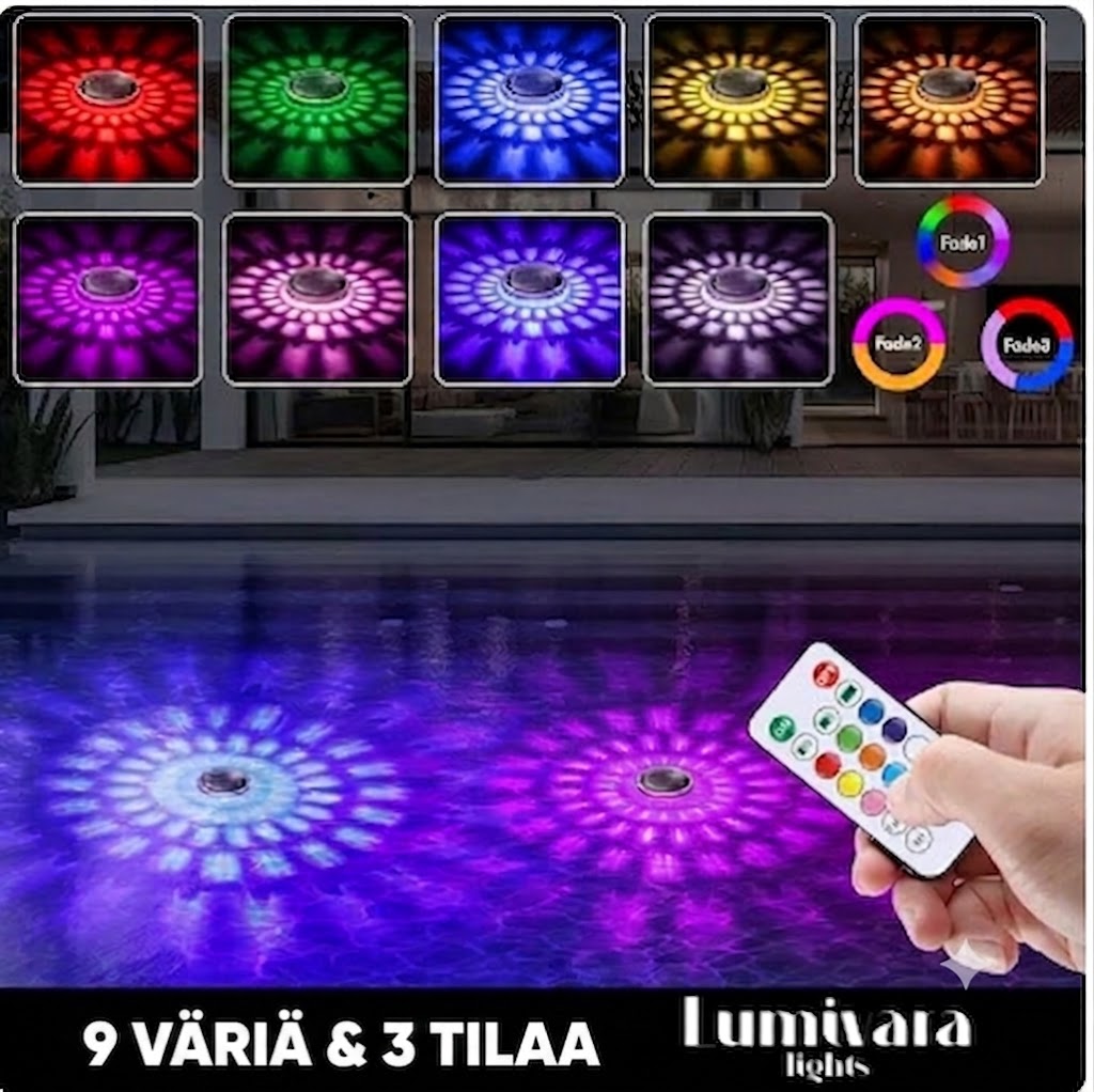 AQUALUME™ | Kelluva Aurinkokäyttöinen Uima-altaan Valaistus