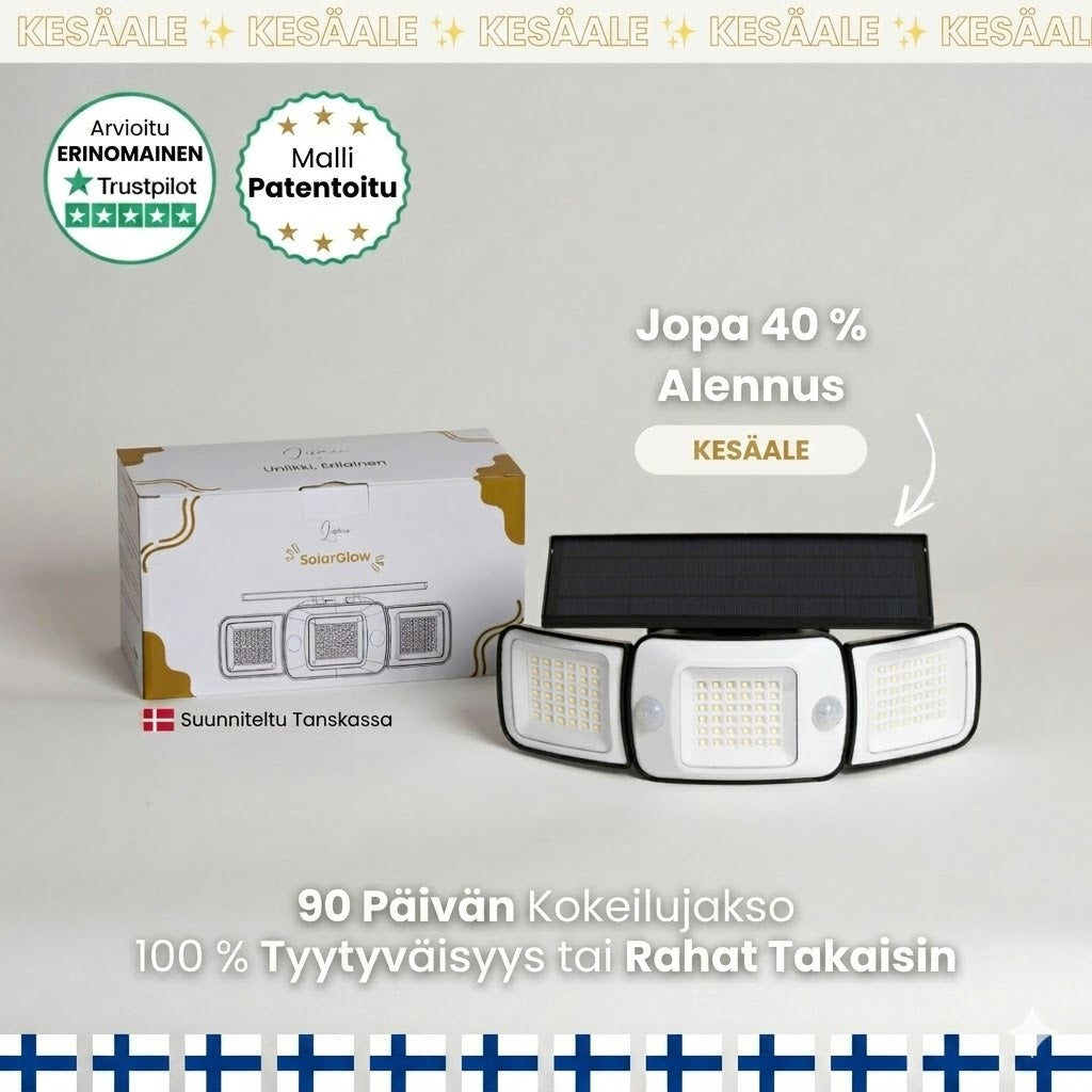 SolarGlow™ | Aurinkokennokäyttöinen ulkovalaisin liiketunnistimella