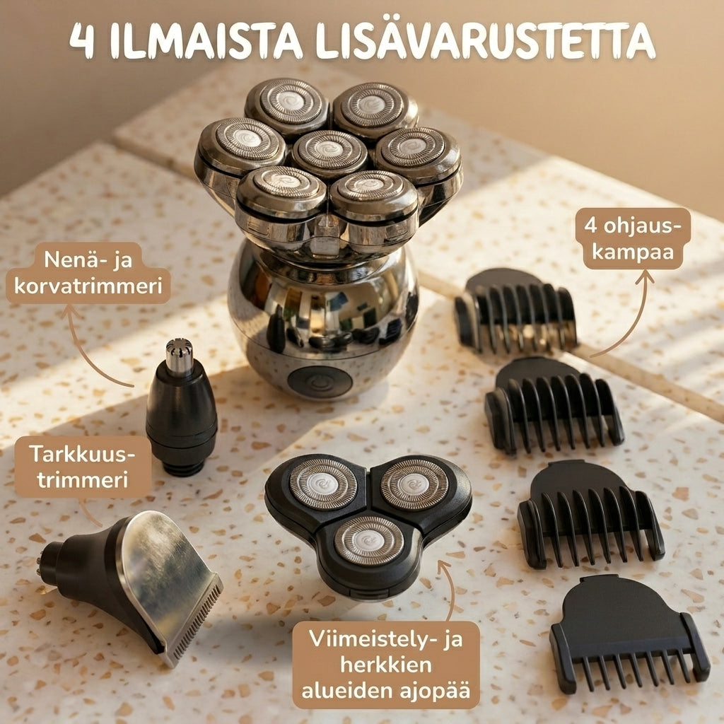 💪 7D Joustava parranajokonesetti | 5-in-1 Monitoimi⚡ Langaton lataus + LED-akkunäyttö🚿 Märkä- ja kuiva-ajoon · Pestävä🪐 Kätevä matkoille