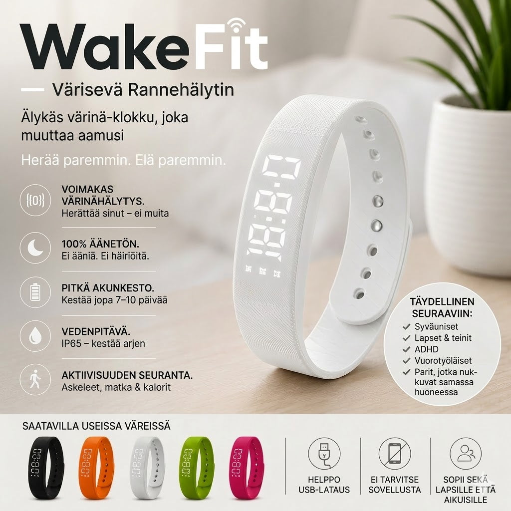 WakeFit – Värisevä herätysranneke | Älykäs värinäherätyskello, joka muuttaa aamusi