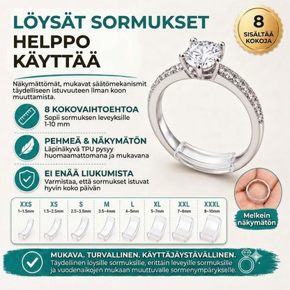 Näkymätön sormuksen koonpienennin - 8 kpl