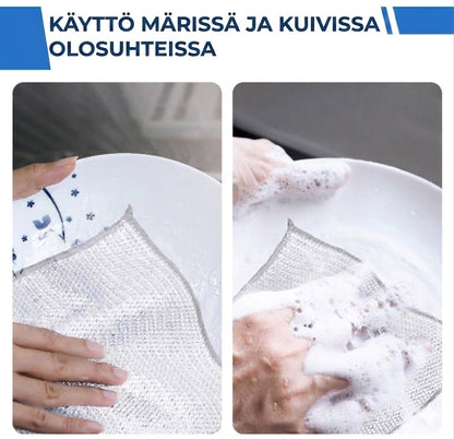 Uudelleenkäytettävät teräsverkkorätit (10 kpl) – Poistaa lian tehokkaasti ja säästää pintoja