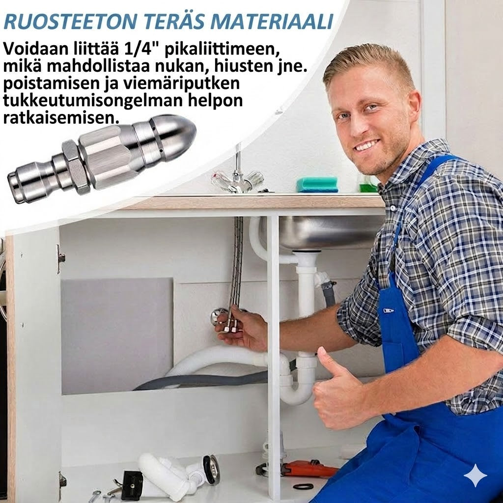 🔩  Ruostumattomasta teräksestä valmistettu viemärinpuhdistussuutin – Poistaa tukokset ja ehkäisee niitä tehokkaasti 💦🚿