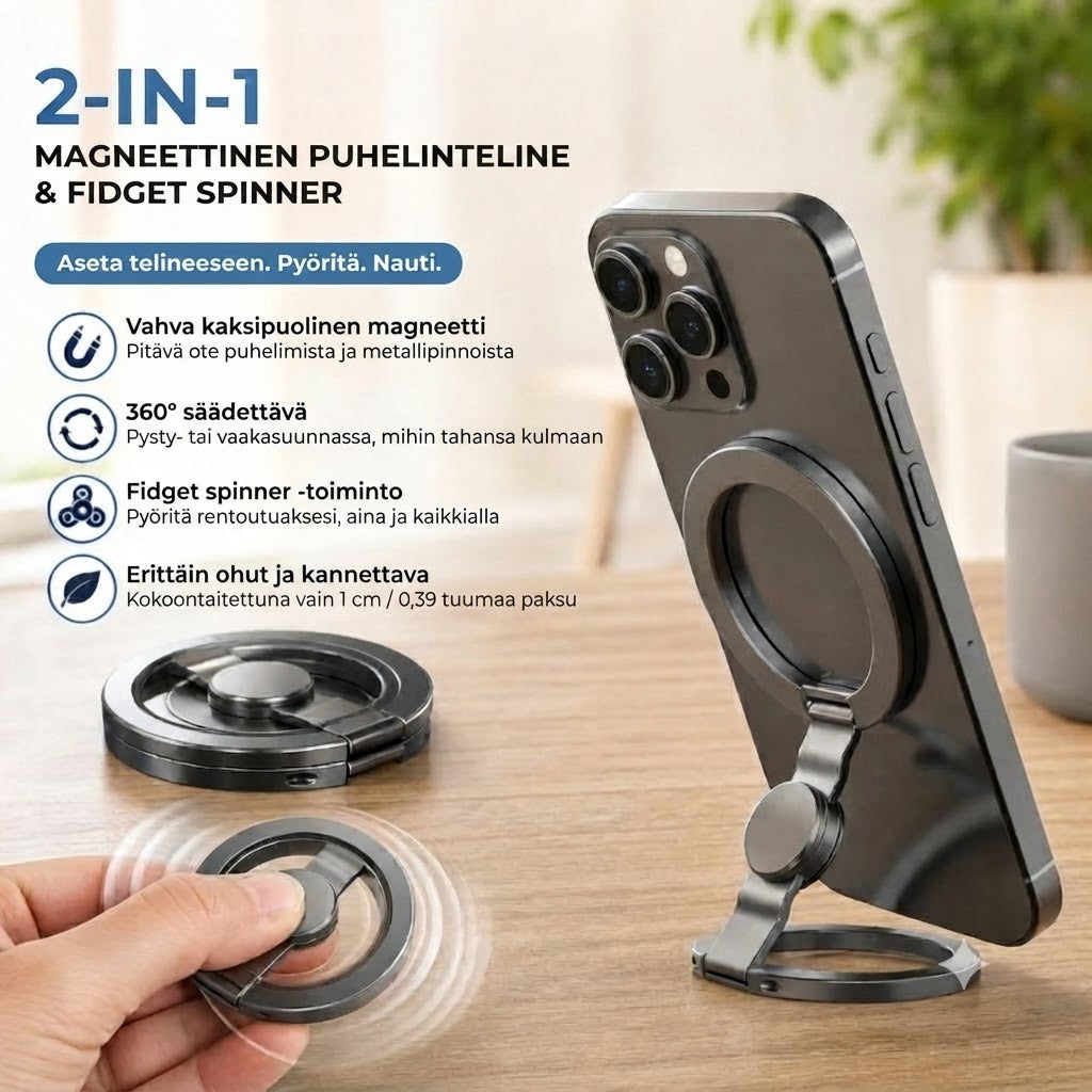 Magneettinen puhelinteline ja fidget spinner
