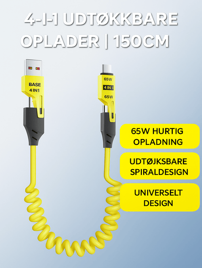 4-in-1 Sisäänvedettävä Latauskaapeli™ | Yksi kaapeli kaikille laitteillesi – kompakti, tehokas ja valmis matkaan!