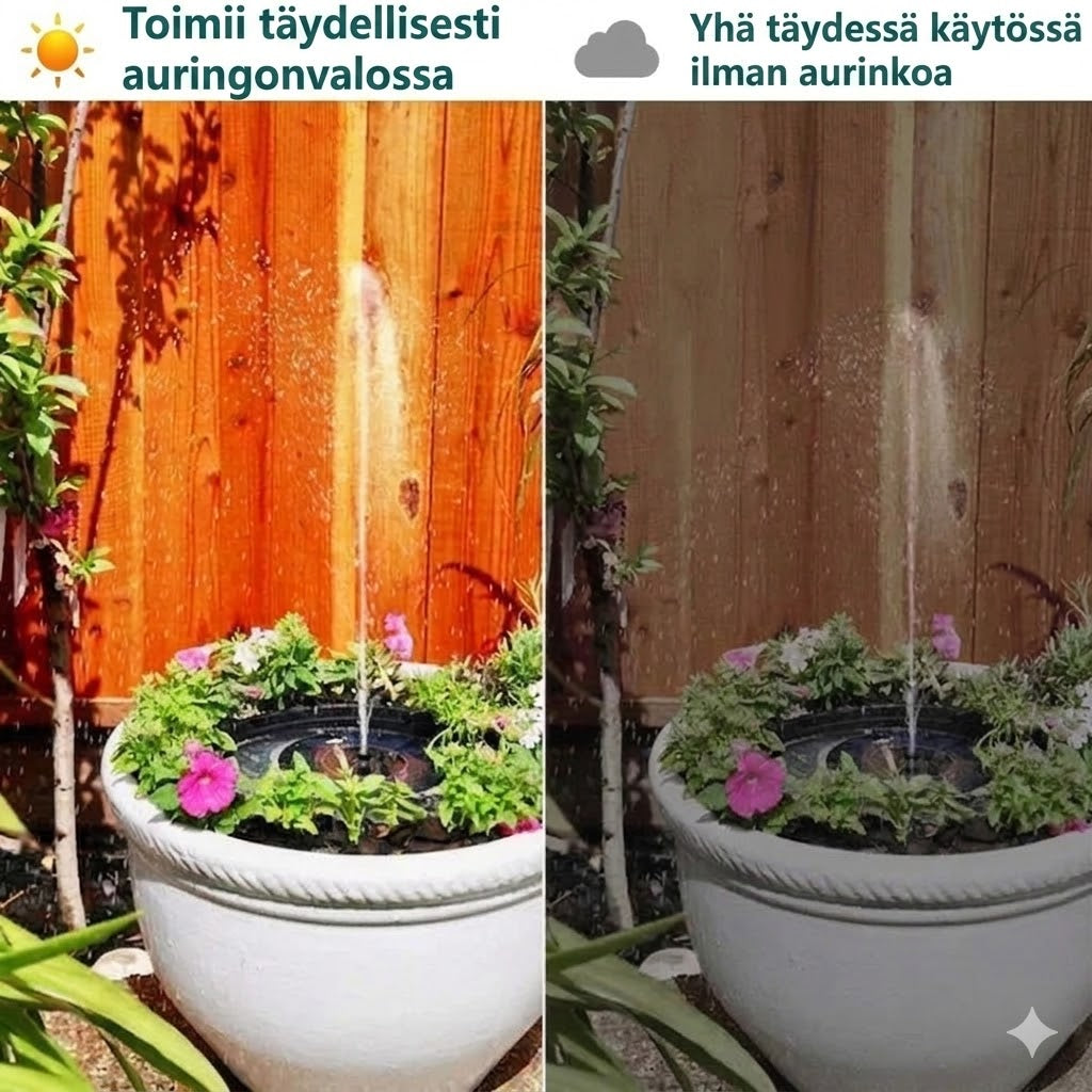 SolFontæne™ Aurinkokäyttöinen suihkulähdepumppu lampeen ja lintualtaaseen
