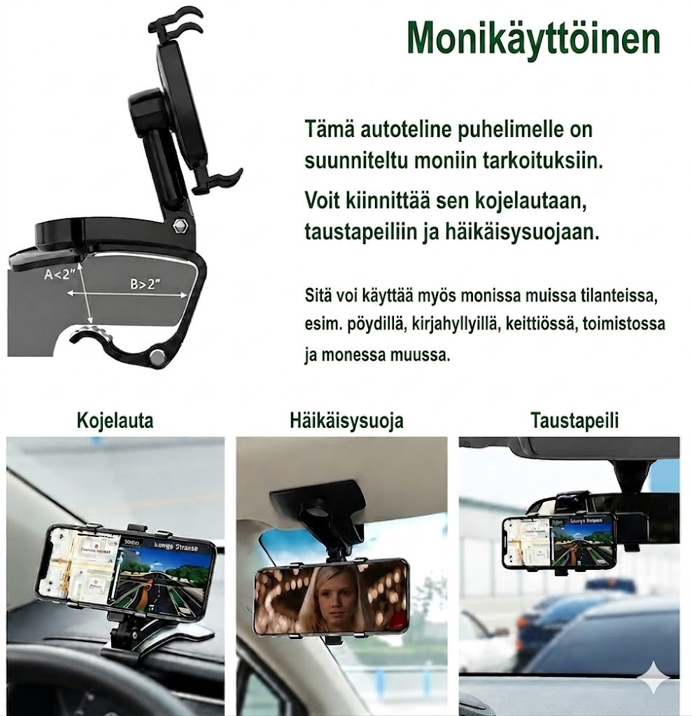 360° Puhelinteline auton kojelaudalle
