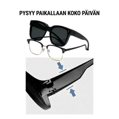 Universaalit aurinkolasit likinäköisille (Fit-over-malli)