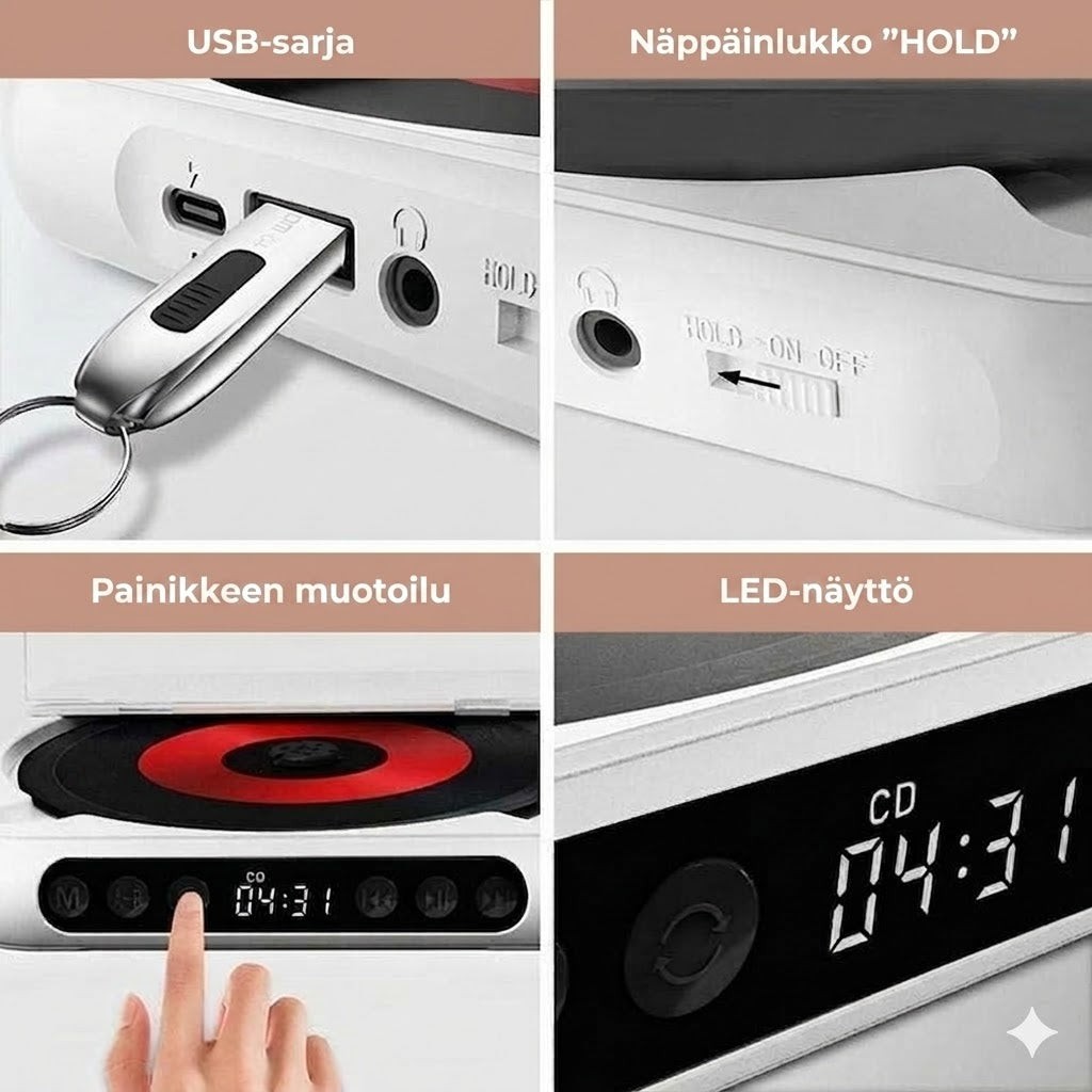 Kannettava CD-soitin Bluetoothilla