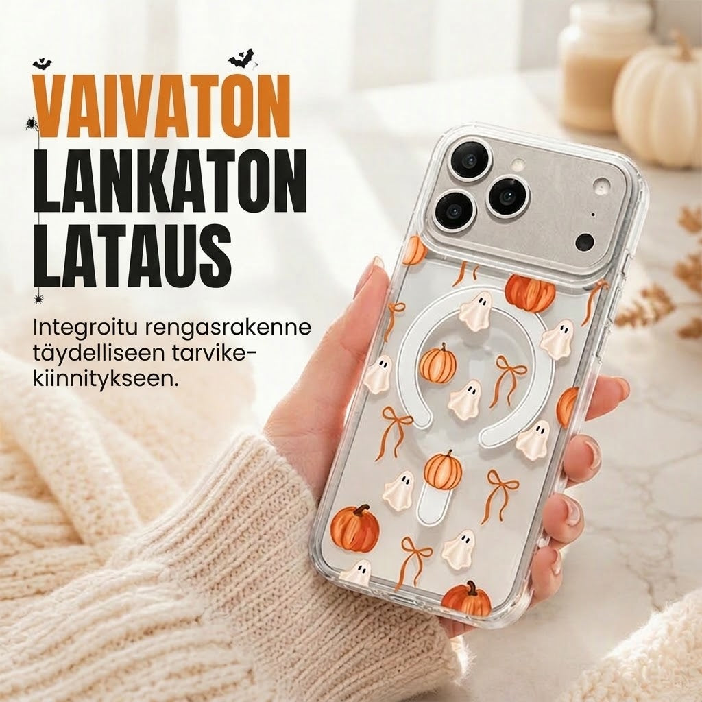 Söpö läpinäkyvä Halloween-puhelinkuori