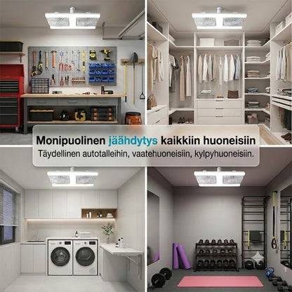 Kaksipäinen kattotuuletin LED-valolla – moderni muotoilu kaukosäätimellä olohuoneeseen ja makuuhuoneeseen