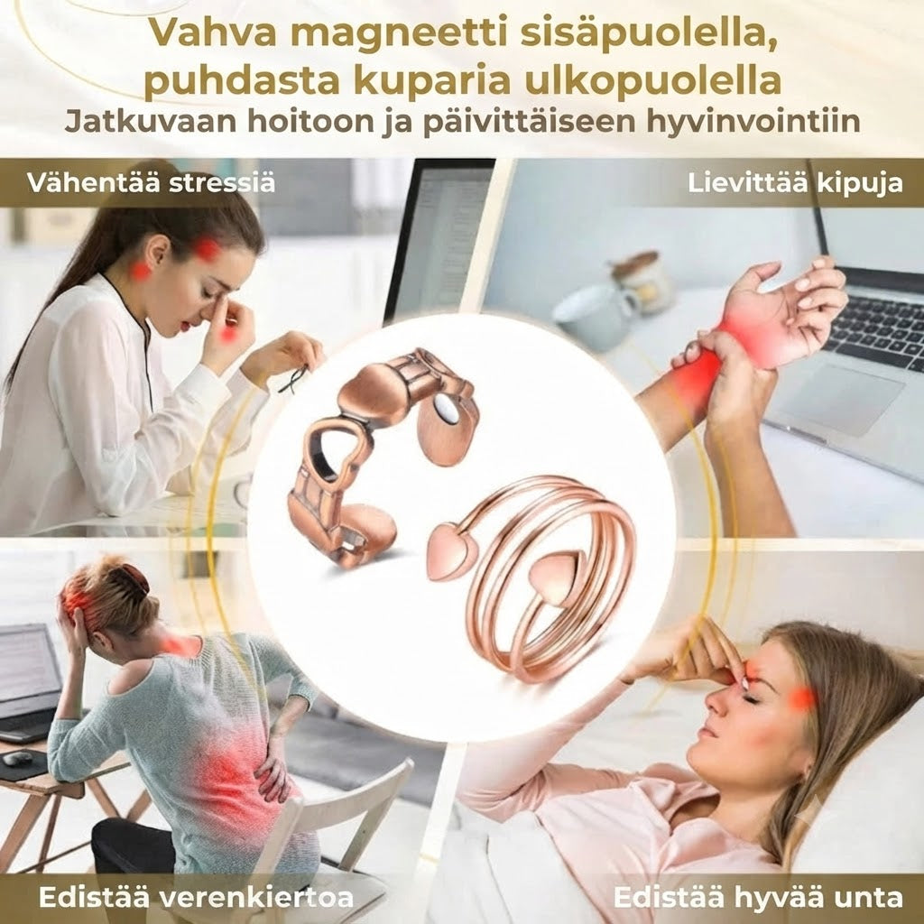 Kuparinen hyvinvointisormus – magneettinen ja säädettävä