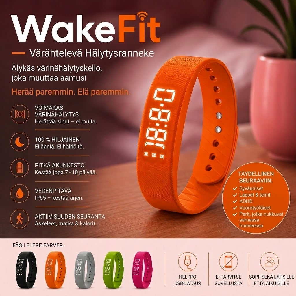 WakeFit – Värisevä herätysranneke | Älykäs värinäherätyskello, joka muuttaa aamusi