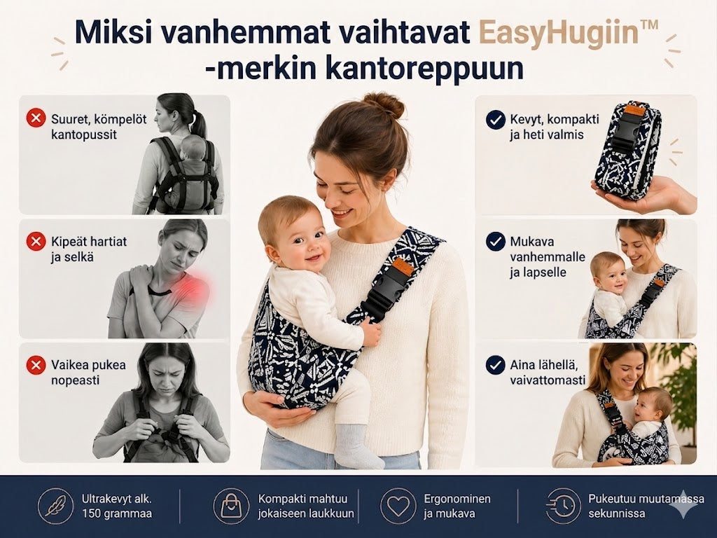 EasyHug™ – Ergonomista kantomukavuutta sinulle ja lapsellesi