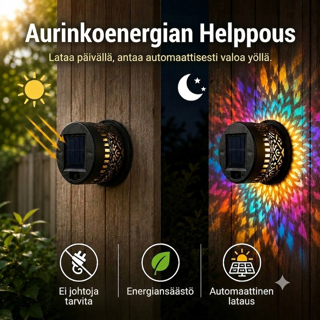 ProjectAura™ | Aurinkokäyttöinen Mandala-projektioseinävalaisin