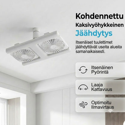 Kaksipäinen kattotuuletin LED-valolla – moderni muotoilu kaukosäätimellä olohuoneeseen ja makuuhuoneeseen
