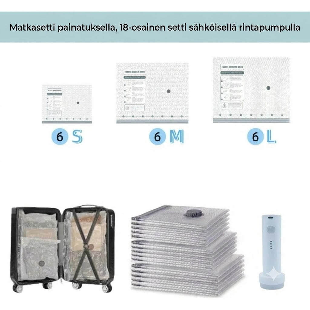 Tyhjiöpumppu tilaa säästävillä pusseilla