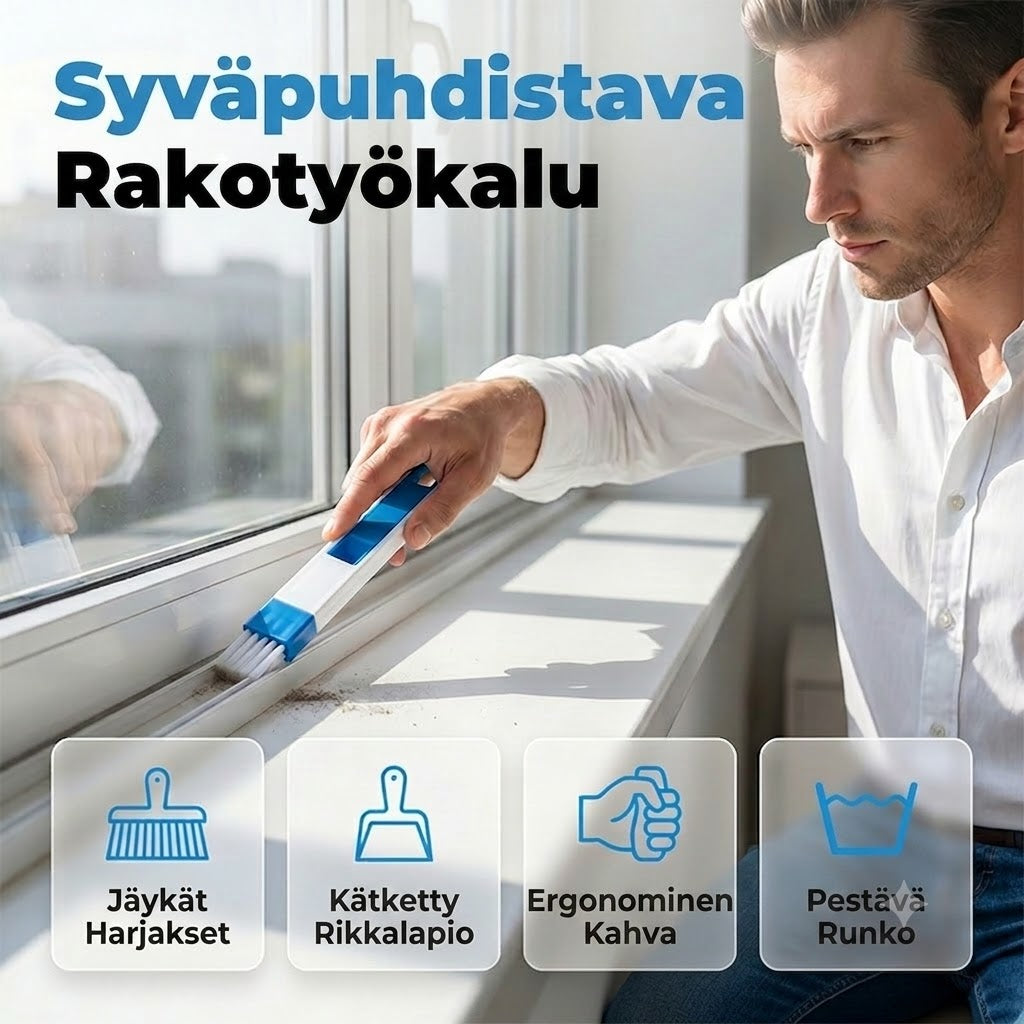 2-in-1 Puhdistusharja urille, raoille & saumoille – Tarkka ja vaivaton puhdistus – Ihanteellinen ikkunoille, kiskoille ja vaikeapääsyisiin kulmiin 🧹🏠