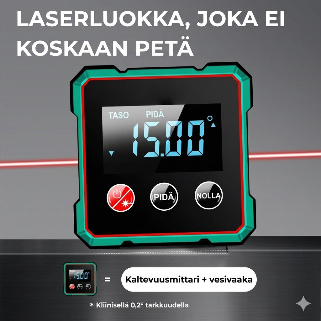 🔥4-sivuinen magneettinen digitaalinen kulmamittari laserilla