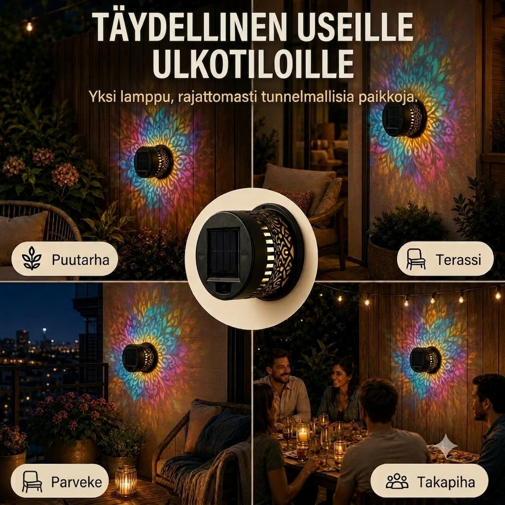 ProjectAura™ | Aurinkokäyttöinen Mandala-projektioseinävalaisin