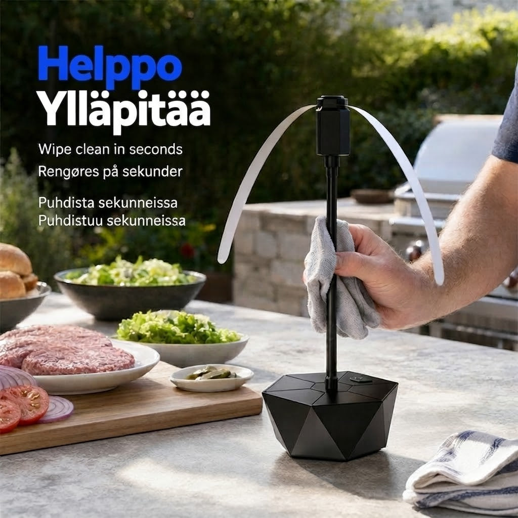 Ladattava USB Kärpäkseenkarkotin-Tuuletin – Sisäänvedettävä / Kokoontaitettava Hyönteiskarkotin Ulkokäyttöön
