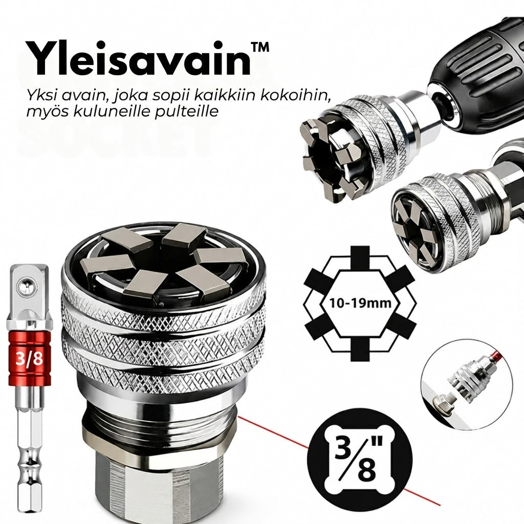 Yleisavain™ Yksi avain, joka sopii kaikkiin kokoihin, jopa kuluneisiin pultteihin