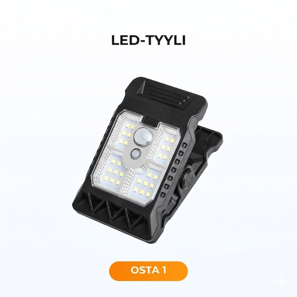 Aurinkokennovalo nipistimellä ja liiketunnistimella