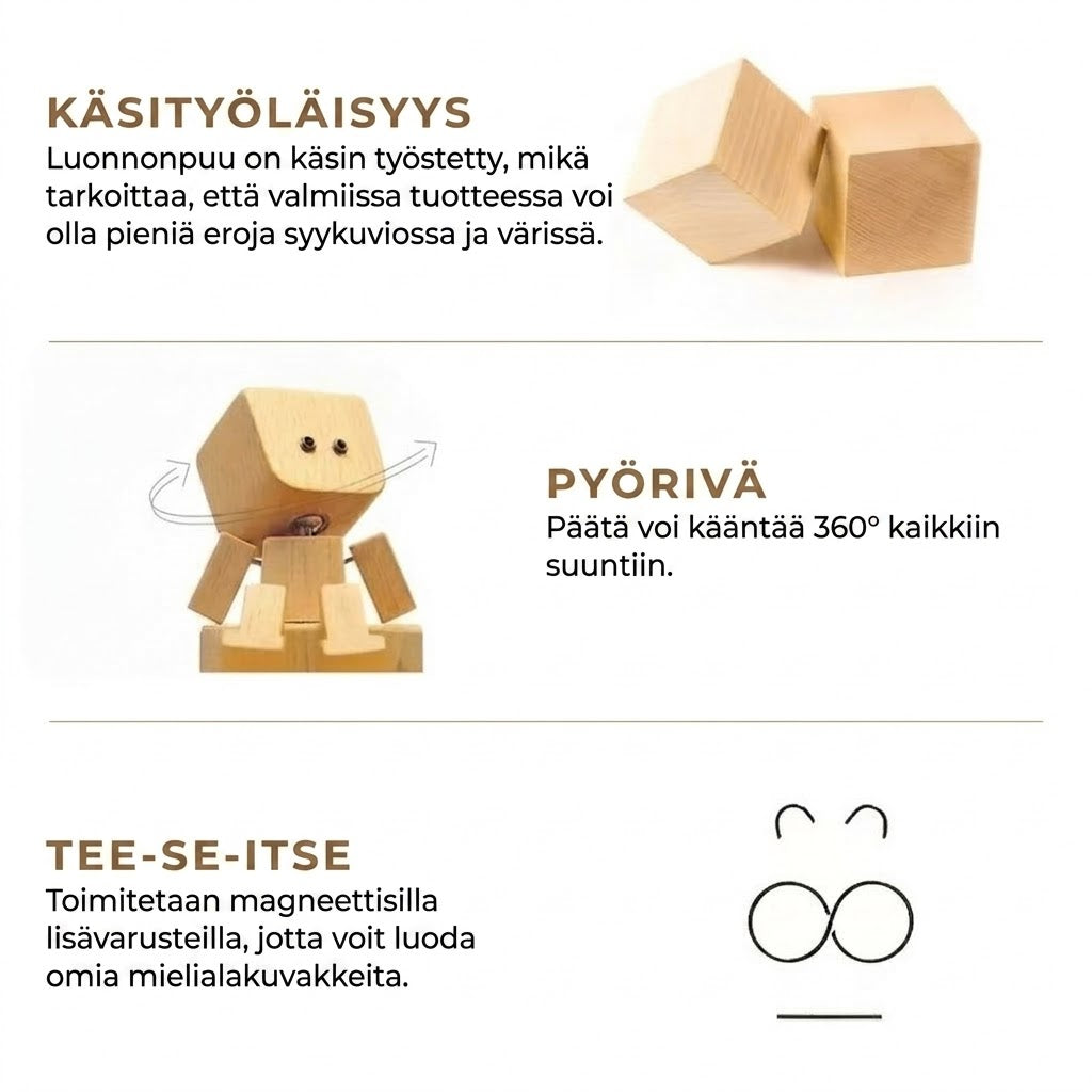 Valloittava pieni puuhahmo 12 magneettisella ilmeellä