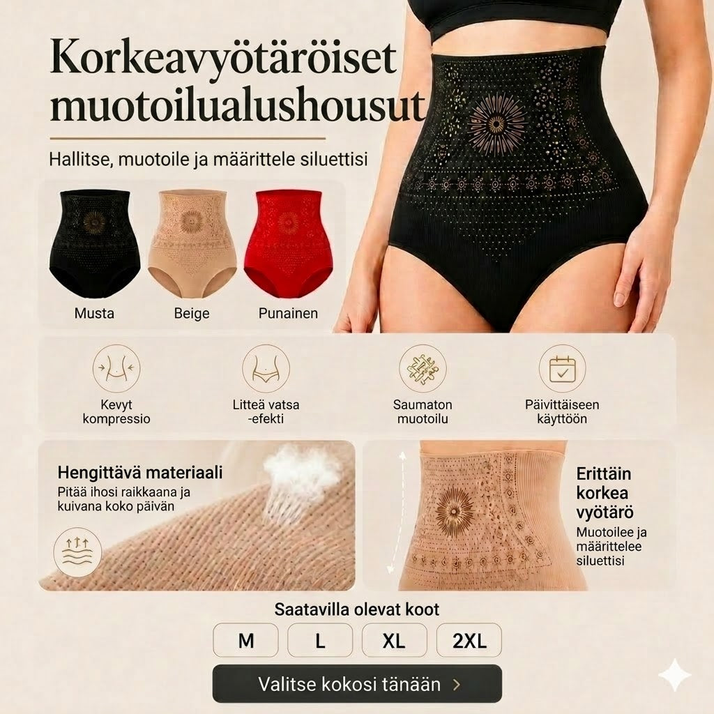 Korkeavyötäröiset muotoilevat shortsit
