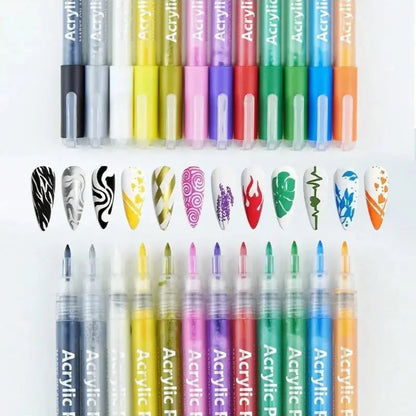 Nail Art Marker™ | Koristelukynä ohuille & paksuille viivoille | Tarkkoihin yksityiskohtiin ja täyteläisiin väripintoihin