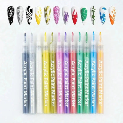 Nail Art Marker™ | Koristelukynä ohuille & paksuille viivoille | Tarkkoihin yksityiskohtiin ja täyteläisiin väripintoihin