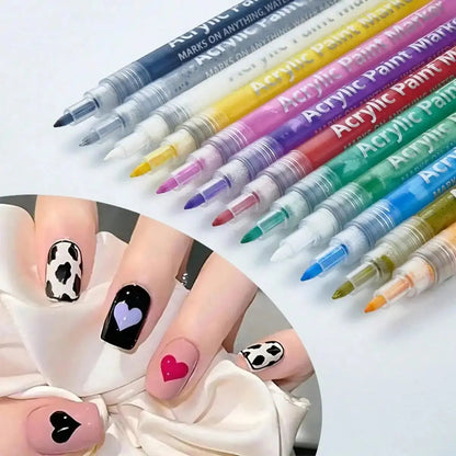 Nail Art Marker™ | Koristelukynä ohuille & paksuille viivoille | Tarkkoihin yksityiskohtiin ja täyteläisiin väripintoihin