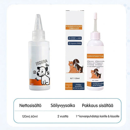 🐾 OSTA 2, SAAT 1 ILMAISEKSI! ✨ Korvanpuhdistusaine lemmikeille – Mieto ja rauhoittava aloe vera -koostumus koirille ja kissoille, ehkäisee tulehduksia ja pahaa hajua 🌿👂
