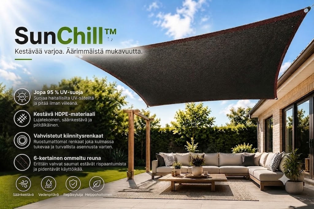 SunChill™ | Ensiluokkainen HDPE-aurinkopurje viileyteen ja aurinkosuojaukseen