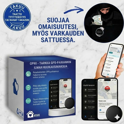 GP90 - Tarkka GPS-paikannin ilman kuukausimaksua (Android/Apple)